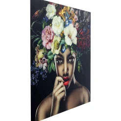 KARE Design Tableau En Verre Pretty Flower Woman 120X120Cm