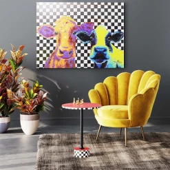 KARE Design Tableau Sur Toile Colorful Cows 120X90Cm