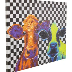 KARE Design Tableau Sur Toile Colorful Cows 120X90Cm