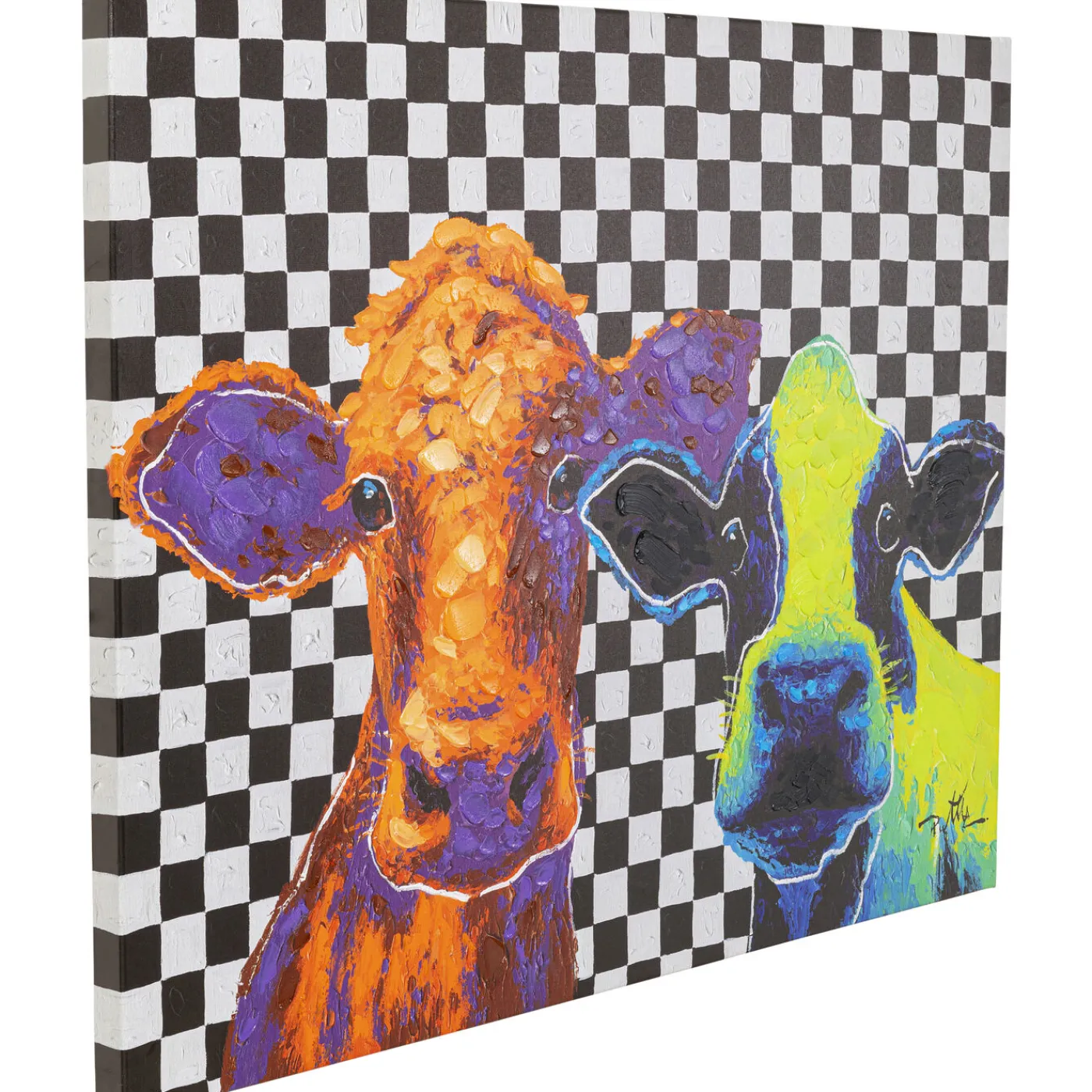 KARE Design Tableau Sur Toile Colorful Cows 120X90Cm