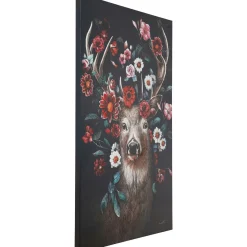 KARE Design Tableau Sur Toile Deer In Flower 90X140Cm