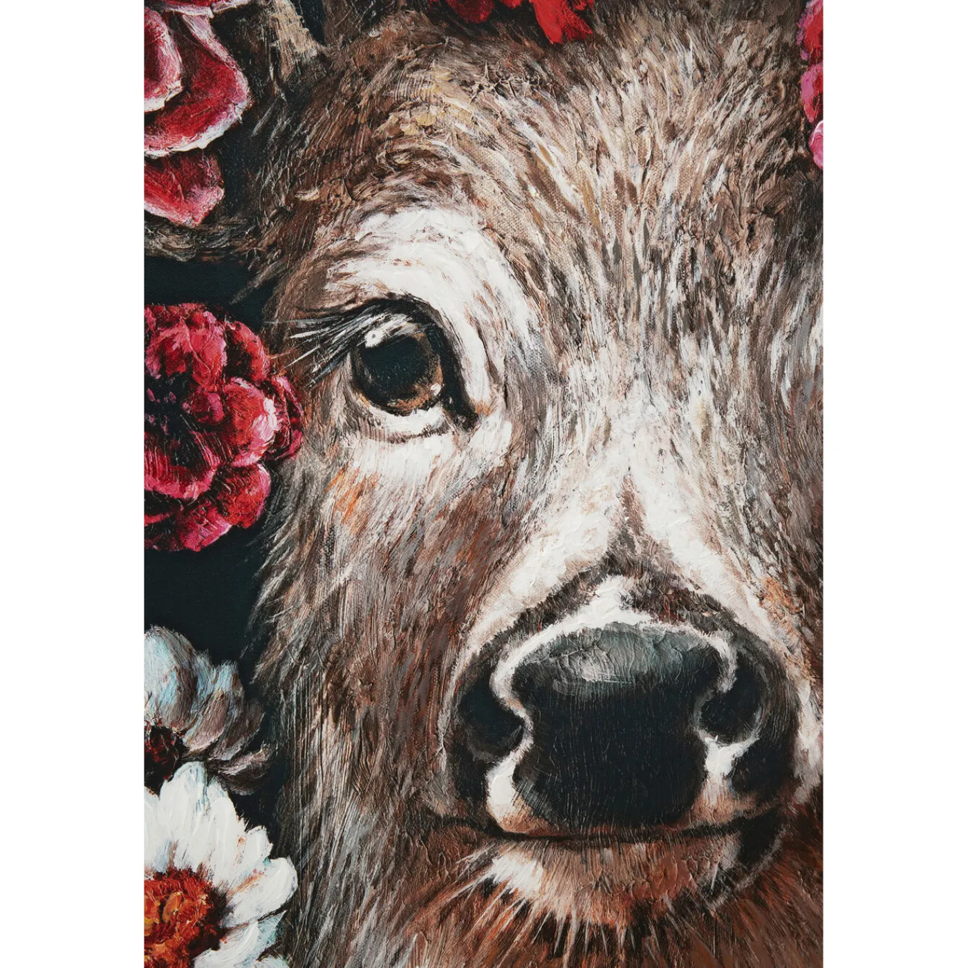 KARE Design Tableau Sur Toile Deer In Flower 90X140Cm