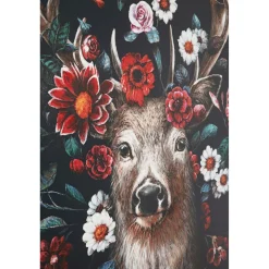 KARE Design Tableau Sur Toile Deer In Flower 90X140Cm