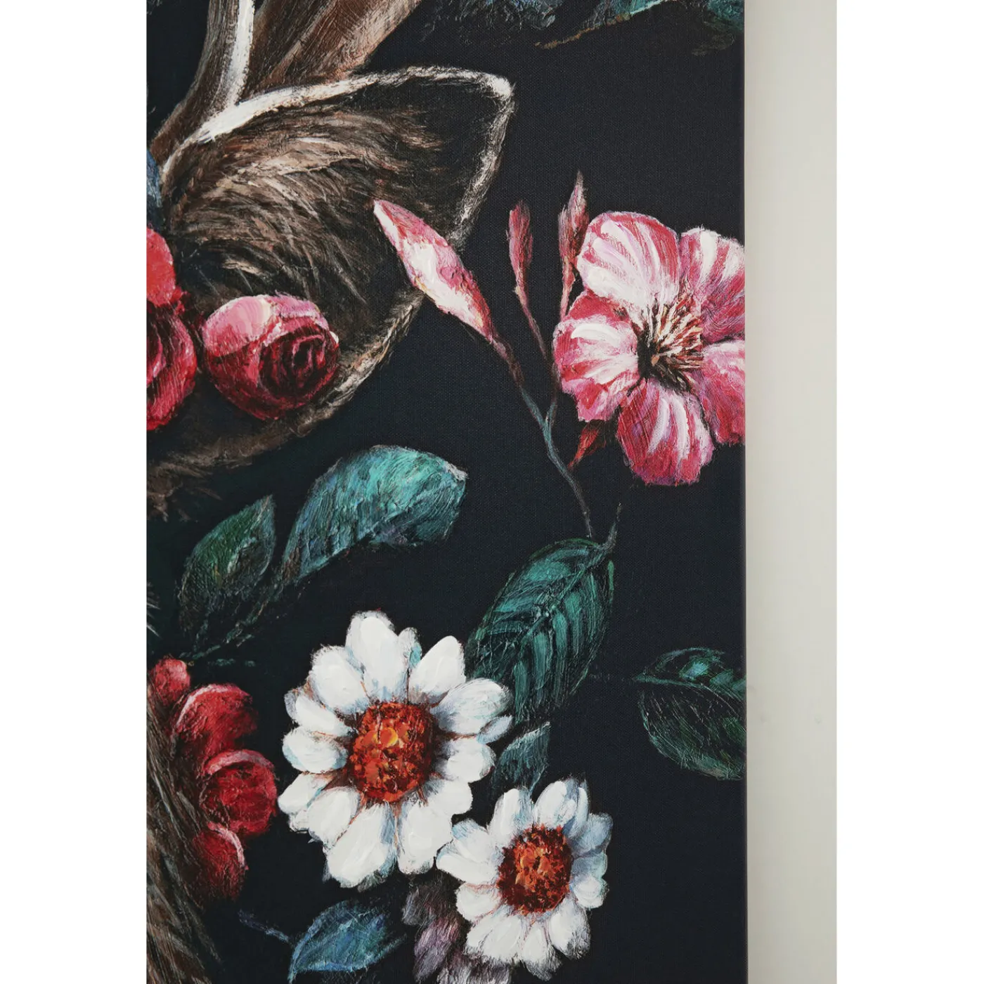 KARE Design Tableau Sur Toile Deer In Flower 90X140Cm