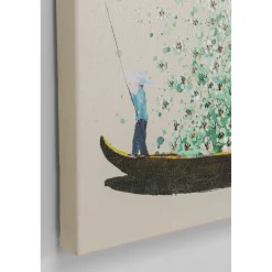 KARE Design Tableau Sur Toile Flower Boat Beige Vert 80X100Cm