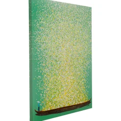 KARE Design Tableau Sur Toile Flower Boat Vert Jaune 80X100Cm