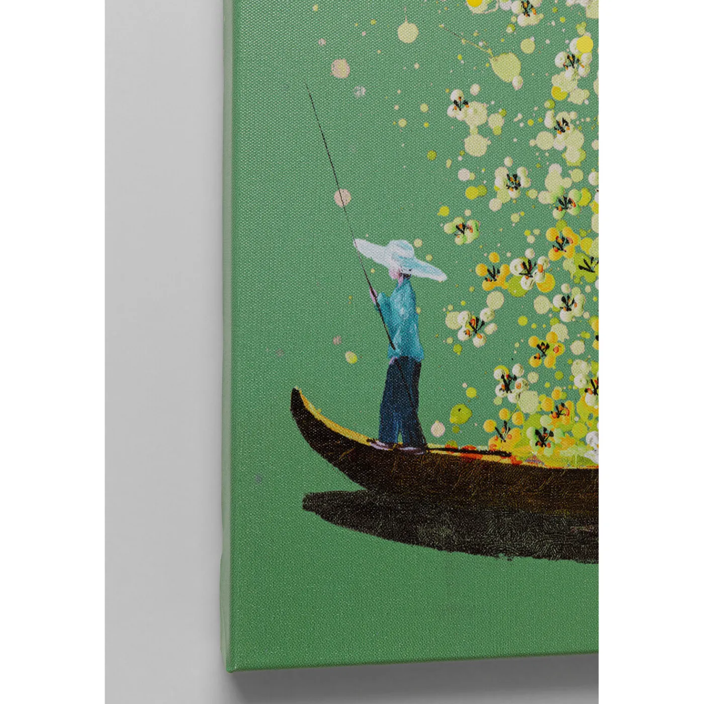 KARE Design Tableau Sur Toile Flower Boat Vert Jaune 80X100Cm