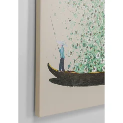 KARE Design Tableau Sur Toile Flower Boat Beige Vert 120X160Cm
