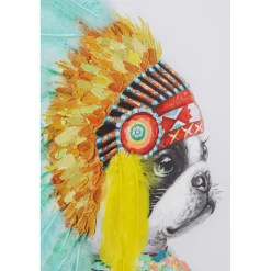 KARE Design Tableau Sur Toile Headdress Dog 80X80Cm