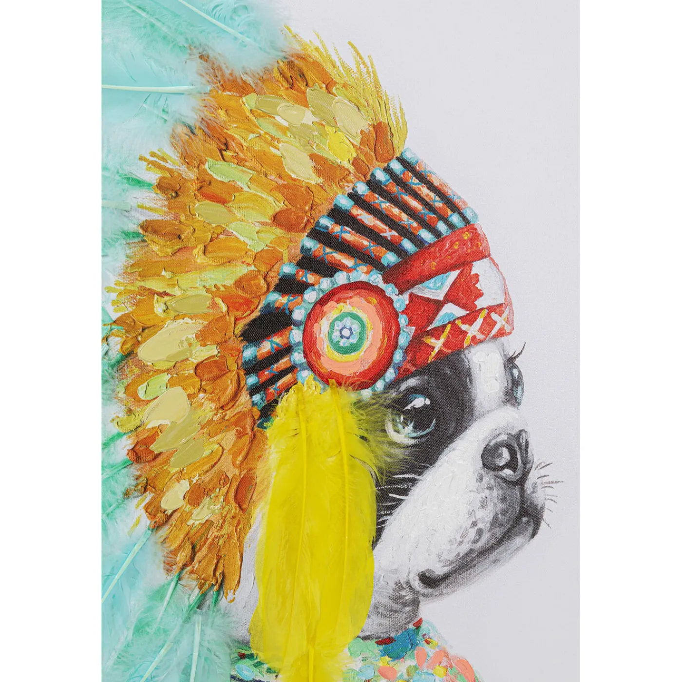 KARE Design Tableau Sur Toile Headdress Dog 80X80Cm