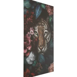 KARE Design Tableau Sur Toile Tiger In Flower 90X140Cm
