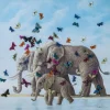 KARE Design Tableau Touched Elefants With Butterflies 120X120