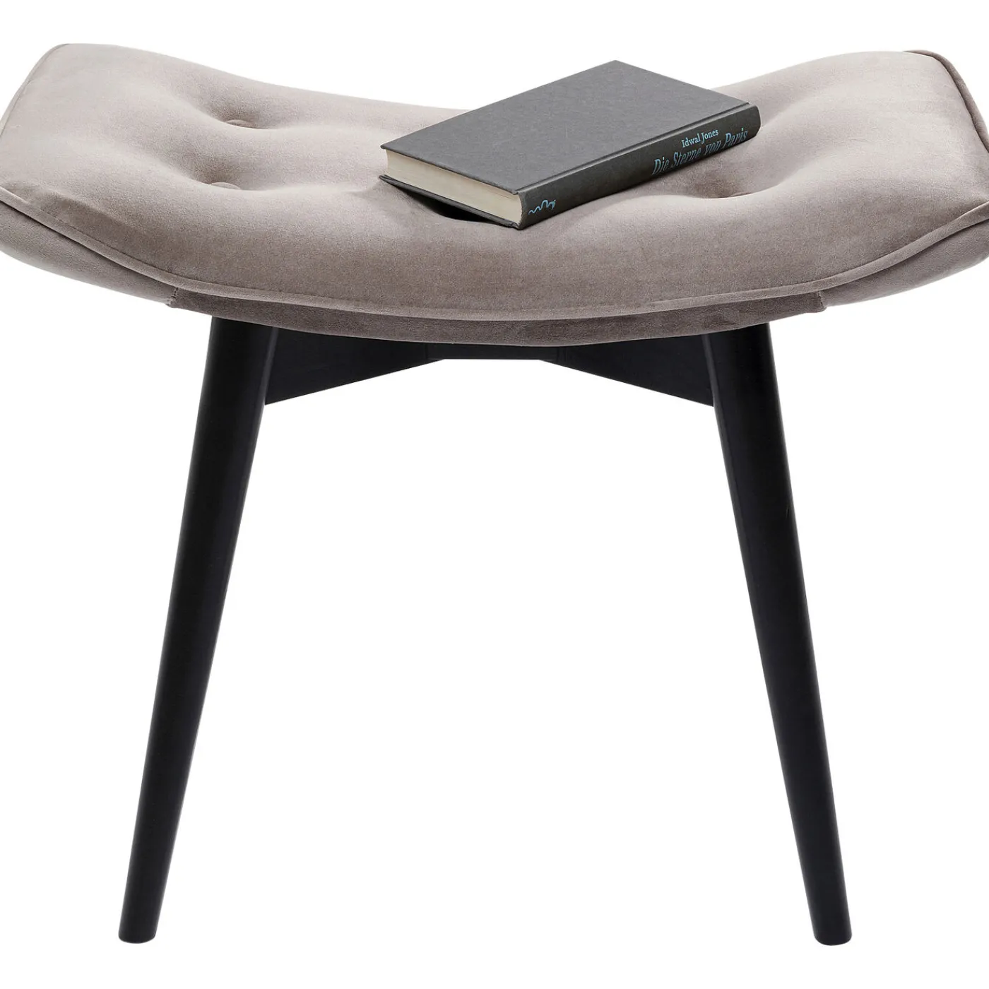 KARE Design Tabouret Black Vicky Velours Gris 46X59Cm