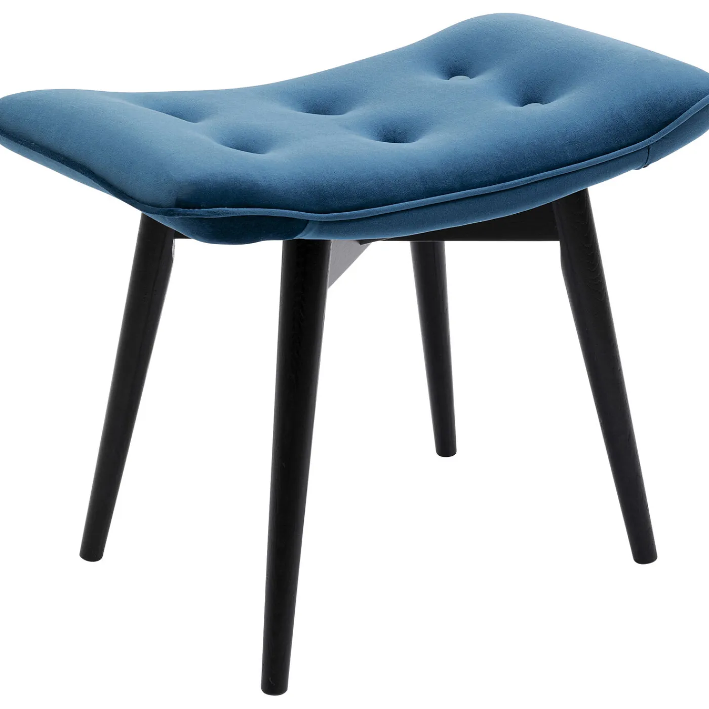 KARE Design Tabouret Black Vicky Velours Bleu Petrole 59X37Cm