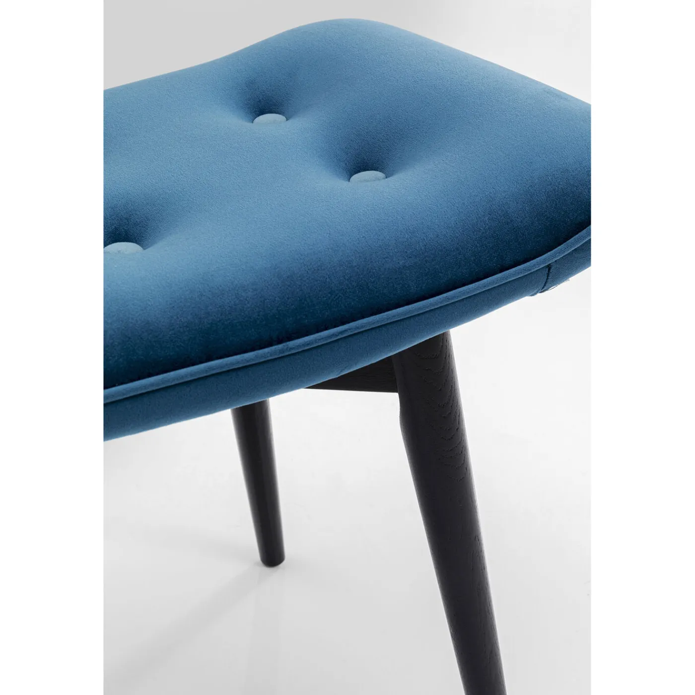 KARE Design Tabouret Black Vicky Velours Bleu Petrole 59X37Cm