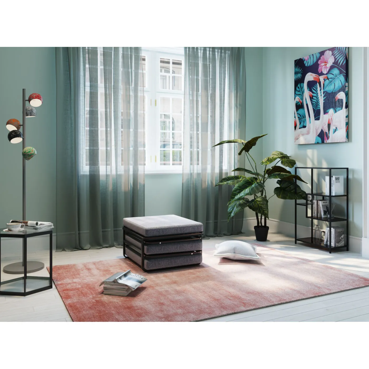 KARE Design Tabouret Convertible Brenda Gris-Cover Gris 76X7