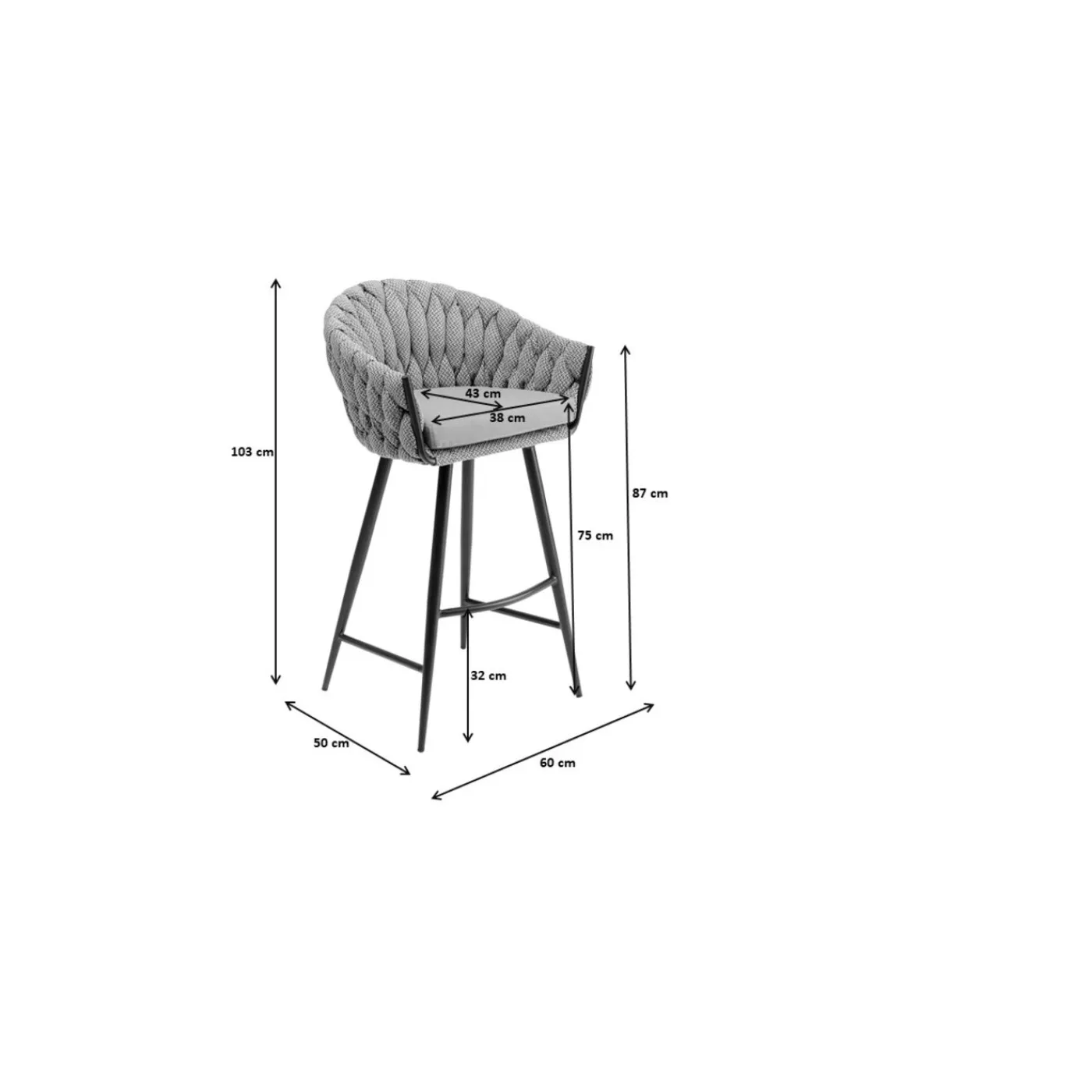 KARE Design Tabouret De Bar Knot Tweed