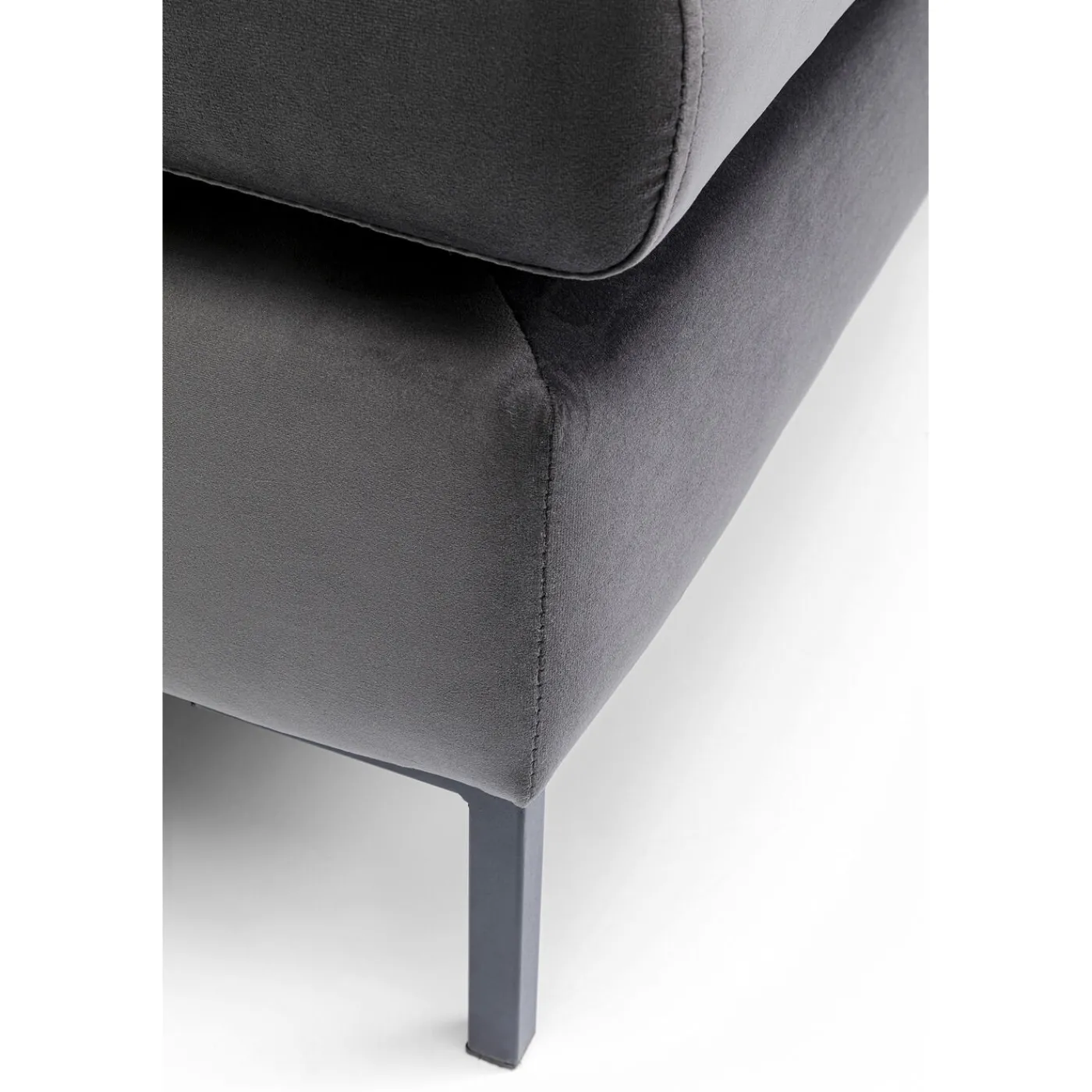 KARE Design Tabouret Gianni Velours Gris Noir