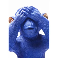 KARE Design Tirelire Monkey Mizaru Bleu